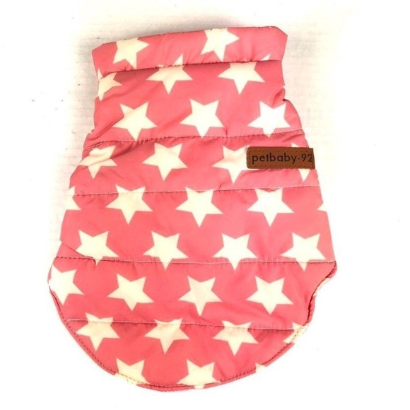 The Unbranded Brand Other - Pink White Star Puffer Dog Cat Vest Coat Size S